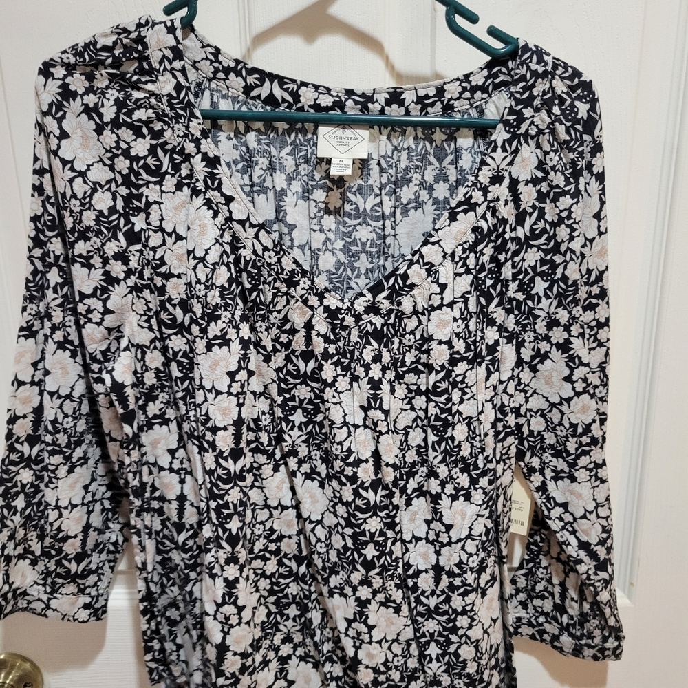 St. John's Bay Black and Cream Blouse